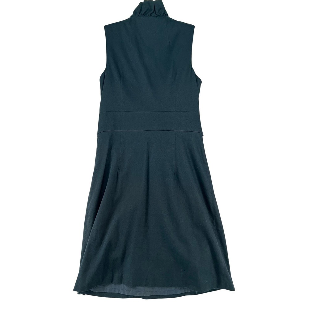 Vtg Navy Ruffle Sheath Dress Milly of New York Minimalist Belted Sleeveless Sz 8 - Picture 11 of 12